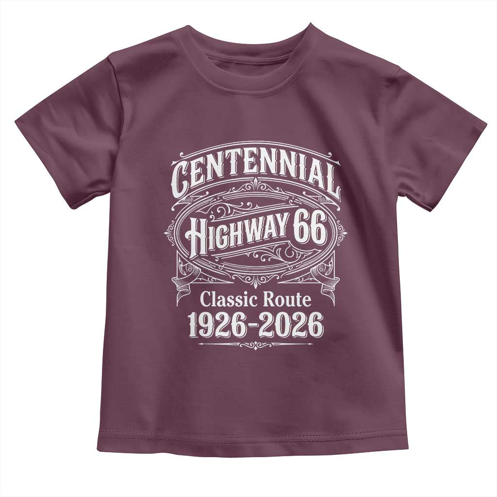 America Highway 66 Centennial 1926-2026 Classic Route Toddler T Shirt Vintage The Mother Road Victorian Filigree Graphic