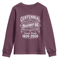 America Highway 66 Centennial 1926-2026 Classic Route Youth Sweatshirt Vintage The Mother Road Victorian Filigree Graphic
