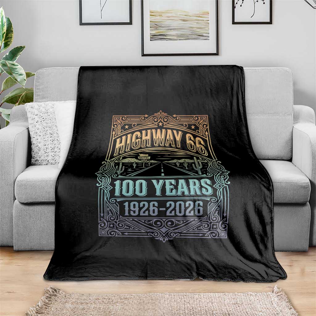America Highway 66 100 Years Centennial 1926-2026 Throw Blanket Retro Desert Horizon The Mother Road Colorful Graphic