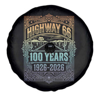 America Highway 66 100 Years Centennial 1926-2026 Spare Tire Cover Retro Desert Horizon The Mother Road Colorful Graphic