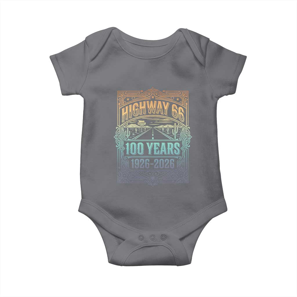 America Highway 66 100 Years Centennial 1926-2026 Baby Onesie Retro Desert Horizon The Mother Road Colorful Graphic