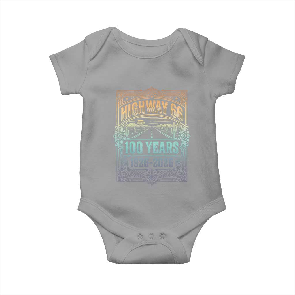 America Highway 66 100 Years Centennial 1926-2026 Baby Onesie Retro Desert Horizon The Mother Road Colorful Graphic