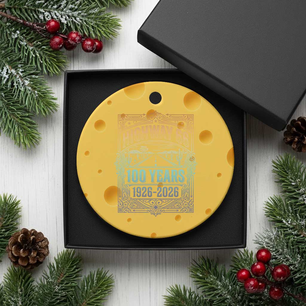 America Highway 66 100 Years Centennial 1926-2026 Ceramic Ornament Retro Desert Horizon The Mother Road Colorful Graphic