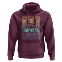America Highway 66 100 Years Centennial 1926-2026 Hoodie Retro Desert Horizon The Mother Road Colorful Graphic