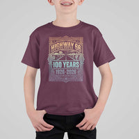 America Highway 66 100 Years Centennial 1926-2026 T Shirt For Kid Retro Desert Horizon The Mother Road Colorful Graphic