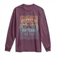 America Highway 66 100 Years Centennial 1926-2026 Long Sleeve Shirt Retro Desert Horizon The Mother Road Colorful Graphic