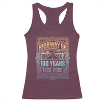 America Highway 66 100 Years Centennial 1926-2026 Racerback Tank Top Retro Desert Horizon The Mother Road Colorful Graphic
