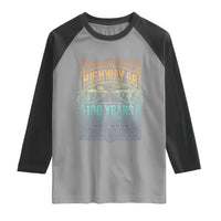 America Highway 66 100 Years Centennial 1926-2026 Raglan Shirt Retro Desert Horizon The Mother Road Colorful Graphic