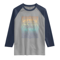 America Highway 66 100 Years Centennial 1926-2026 Raglan Shirt Retro Desert Horizon The Mother Road Colorful Graphic