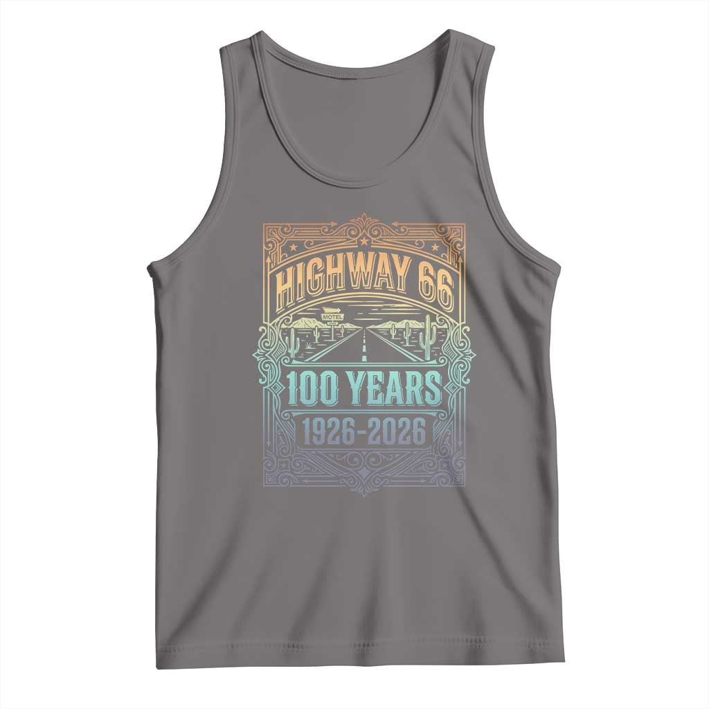 America Highway 66 100 Years Centennial 1926-2026 Tank Top Retro Desert Horizon The Mother Road Colorful Graphic