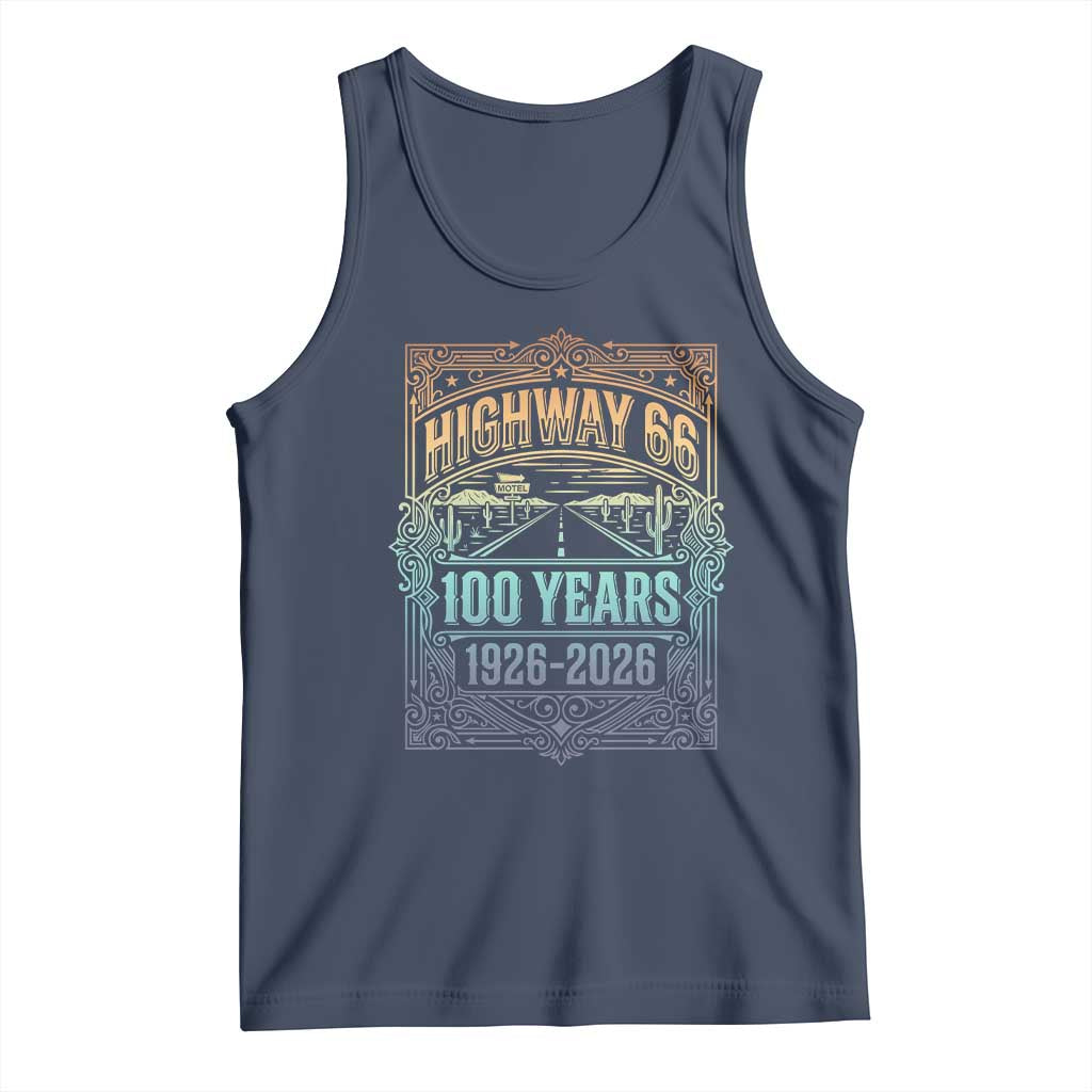 America Highway 66 100 Years Centennial 1926-2026 Tank Top Retro Desert Horizon The Mother Road Colorful Graphic
