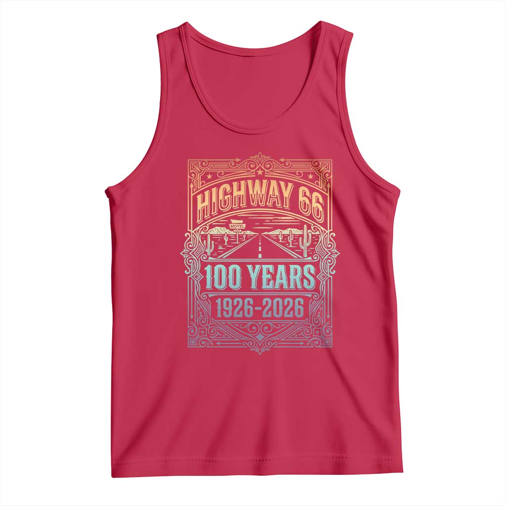 America Highway 66 100 Years Centennial 1926-2026 Tank Top Retro Desert Horizon The Mother Road Colorful Graphic