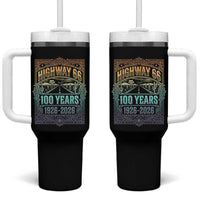 America Highway 66 100 Years Centennial 1926-2026 Tumbler With Handle Retro Desert Horizon The Mother Road Colorful Graphic