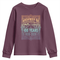 America Highway 66 100 Years Centennial 1926-2026 Youth Sweatshirt Retro Desert Horizon The Mother Road Colorful Graphic