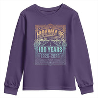 America Highway 66 100 Years Centennial 1926-2026 Youth Sweatshirt Retro Desert Horizon The Mother Road Colorful Graphic