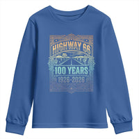 America Highway 66 100 Years Centennial 1926-2026 Youth Sweatshirt Retro Desert Horizon The Mother Road Colorful Graphic