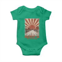 Highway 66 Main Street of America Sunset Horizon Baby Onesie Centennial 1926-2026 Retro Desert Sunburst Graphic