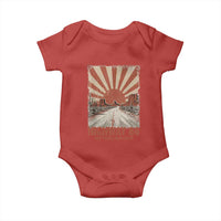Highway 66 Main Street of America Sunset Horizon Baby Onesie Centennial 1926-2026 Retro Desert Sunburst Graphic