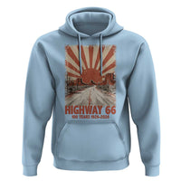 Highway 66 Main Street of America Sunset Horizon Hoodie Centennial 1926-2026 Retro Desert Sunburst Graphic