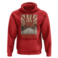 Highway 66 Main Street of America Sunset Horizon Hoodie Centennial 1926-2026 Retro Desert Sunburst Graphic