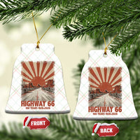 Highway 66 Main Street of America Sunset Horizon Ceramic Ornament Centennial 1926-2026 Retro Desert Sunburst Graphic