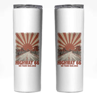 Highway 66 Main Street of America Sunset Horizon Skinny Tumbler Centennial 1926-2026 Retro Desert Sunburst Graphic