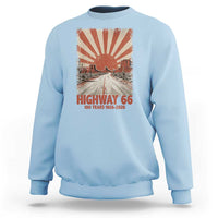 Highway 66 Main Street of America Sunset Horizon Sweatshirt Centennial 1926-2026 Retro Desert Sunburst Graphic