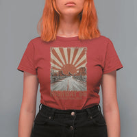 Highway 66 Main Street of America Sunset Horizon T Shirt For Women Centennial 1926-2026 Retro Desert Sunburst Graphic