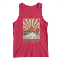 Highway 66 Main Street of America Sunset Horizon Tank Top Centennial 1926-2026 Retro Desert Sunburst Graphic