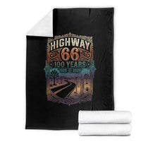 Highway 66 100 Years of the Mother Road Throw Blanket Centennial 1926-2026 Desert Oasis Retro Rainbow Graphic