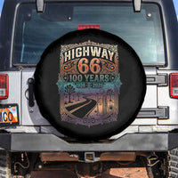 Highway 66 100 Years of the Mother Road Spare Tire Cover Centennial 1926-2026 Desert Oasis Retro Rainbow Graphic