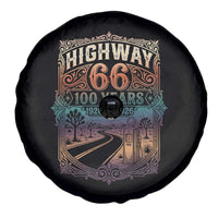 Highway 66 100 Years of the Mother Road Spare Tire Cover Centennial 1926-2026 Desert Oasis Retro Rainbow Graphic