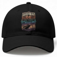 Highway 66 100 Years of the Mother Road Baseball Cap Centennial 1926-2026 Desert Oasis Retro Rainbow Graphic