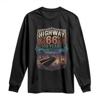 Highway 66 100 Years of the Mother Road Long Sleeve Shirt Centennial 1926-2026 Desert Oasis Retro Rainbow Graphic