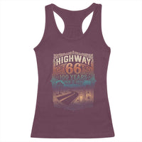 Highway 66 100 Years of the Mother Road Racerback Tank Top Centennial 1926-2026 Desert Oasis Retro Rainbow Graphic