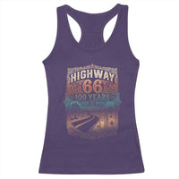 Highway 66 100 Years of the Mother Road Racerback Tank Top Centennial 1926-2026 Desert Oasis Retro Rainbow Graphic
