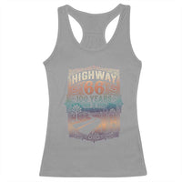 Highway 66 100 Years of the Mother Road Racerback Tank Top Centennial 1926-2026 Desert Oasis Retro Rainbow Graphic
