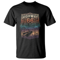 Highway 66 100 Years of the Mother Road T Shirt Centennial 1926-2026 Desert Oasis Retro Rainbow Graphic