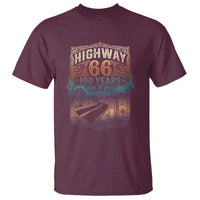 Highway 66 100 Years of the Mother Road T Shirt Centennial 1926-2026 Desert Oasis Retro Rainbow Graphic