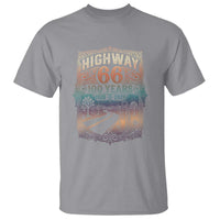 Highway 66 100 Years of the Mother Road T Shirt Centennial 1926-2026 Desert Oasis Retro Rainbow Graphic