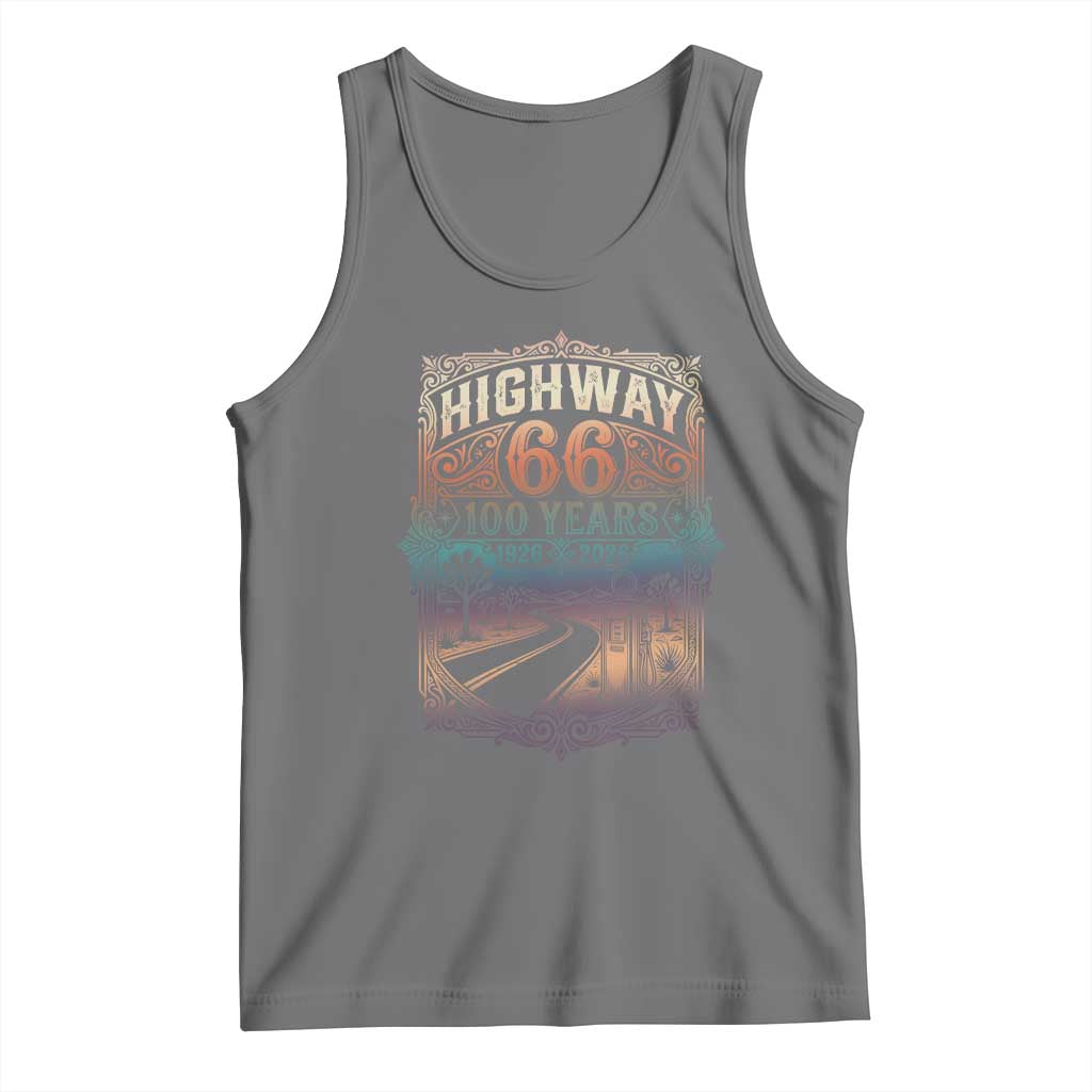 Highway 66 100 Years of the Mother Road Tank Top Centennial 1926-2026 Desert Oasis Retro Rainbow Graphic