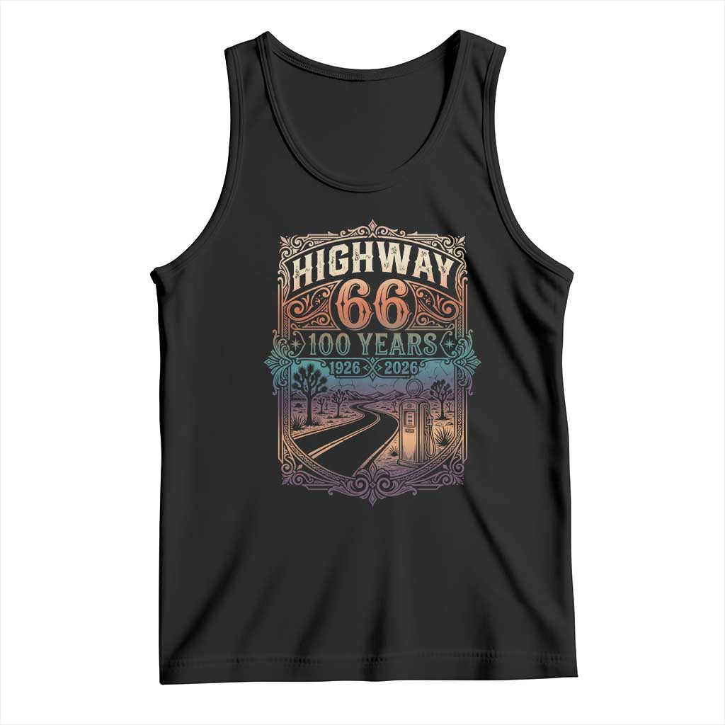 Highway 66 100 Years of the Mother Road Tank Top Centennial 1926-2026 Desert Oasis Retro Rainbow Graphic