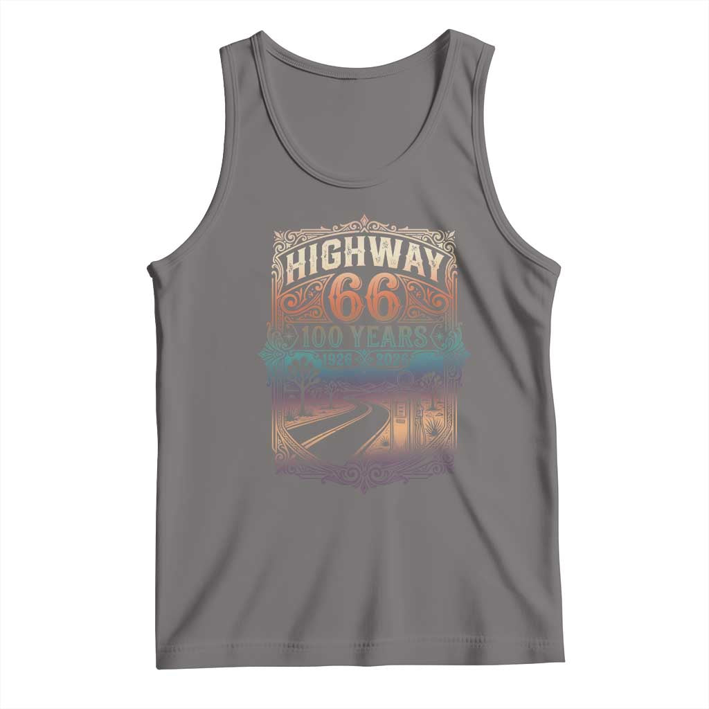 Highway 66 100 Years of the Mother Road Tank Top Centennial 1926-2026 Desert Oasis Retro Rainbow Graphic
