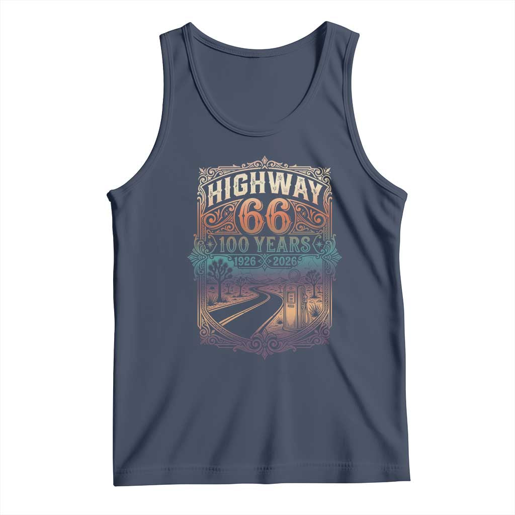 Highway 66 100 Years of the Mother Road Tank Top Centennial 1926-2026 Desert Oasis Retro Rainbow Graphic
