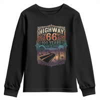 Highway 66 100 Years of the Mother Road Youth Sweatshirt Centennial 1926-2026 Desert Oasis Retro Rainbow Graphic
