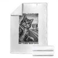 Funny Road Trip Cat Selfie with Highway 66 Throw Blanket Centennial 1926-2026 Historic Highway Humor
