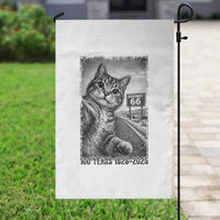 Funny Road Trip Cat Selfie with Highway 66 Garden Flag Centennial 1926-2026 Historic Highway Humor