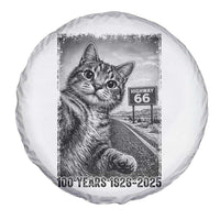 Funny Road Trip Cat Selfie with Highway 66 Spare Tire Cover Centennial 1926-2026 Historic Highway Humor