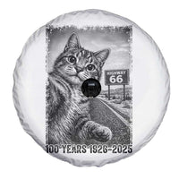Funny Road Trip Cat Selfie with Highway 66 Spare Tire Cover Centennial 1926-2026 Historic Highway Humor