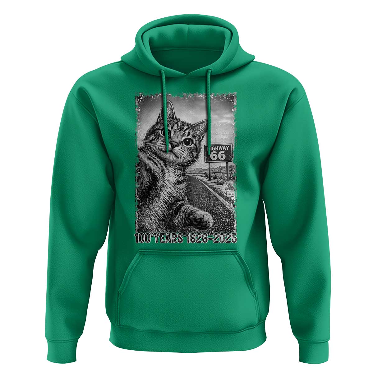 Funny Road Trip Cat Selfie with Highway 66 Hoodie Centennial 1926-2026 Historic Highway Humor